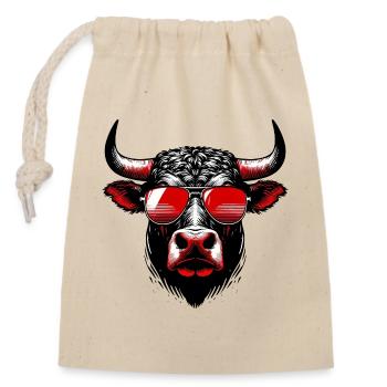 Taureau - Sac cadeau en coton avec cordon (14 x 20 cm) - nature - Devant