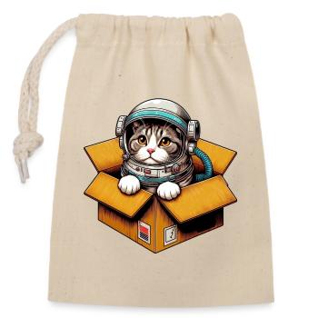 Astronaut Katze - Verschließbarer Geschenkbeutel aus Baumwolle (14x20cm) - Natur - Vorne