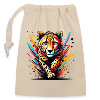 Guépard - Sac cadeau en coton avec cordon (14 x 20 cm) - nature - Devant