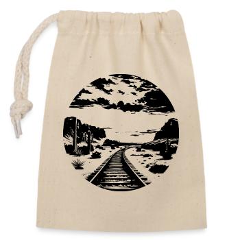 Railway Graphic - Closable cotton gift bag (14x20cm) - nature - Front