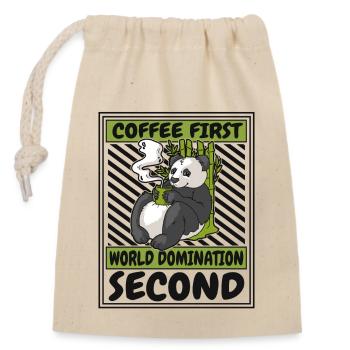 Coffee First World Domination Second Panda Bear - Closable cotton gift bag (14x20cm) - nature - Front