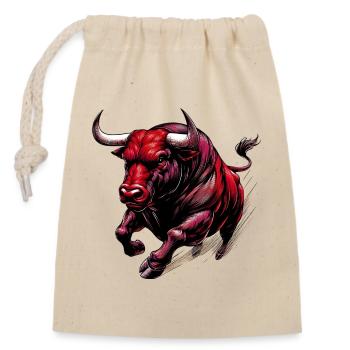 Taureau - Sac cadeau en coton avec cordon (14 x 20 cm) - nature - Devant