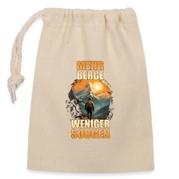 Mehr Berge - Weniger Sorgen - Verschließbarer Geschenkbeutel aus Baumwolle (14x20cm) - Natur - Vorne