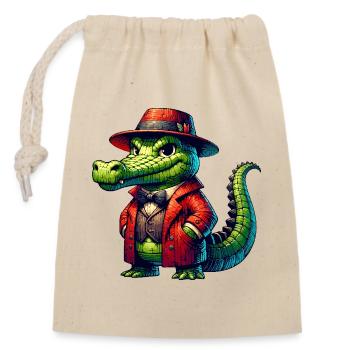Krokodil Russian auf Russisch Russen Krokodile - Verschließbarer Geschenkbeutel aus Baumwolle (14x20cm) - Natur - Vorne