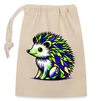 Igel - Verschließbarer Geschenkbeutel aus Baumwolle (14x20cm) - Natur - Vorne