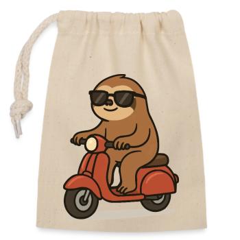 faultier comic moped - Verschließbarer Geschenkbeutel aus Baumwolle (14x20cm) - Natur - Vorne