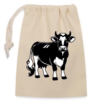 Schwarz-Weiß-Milchkuh-Design – Farm & Dairy - Verschließbarer Geschenkbeutel aus Baumwolle (14x20cm) - Natur - Vorne