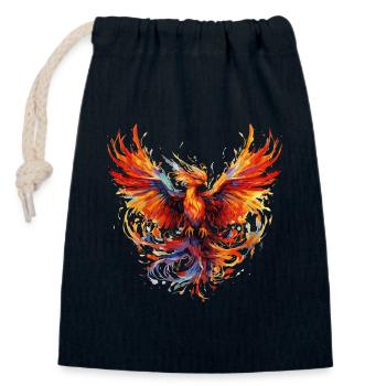 Phénix Phénix Feu Flammes Oiseau Mythologie - Sac cadeau en coton avec cordon (14 x 20 cm) - bleu marine - Devant