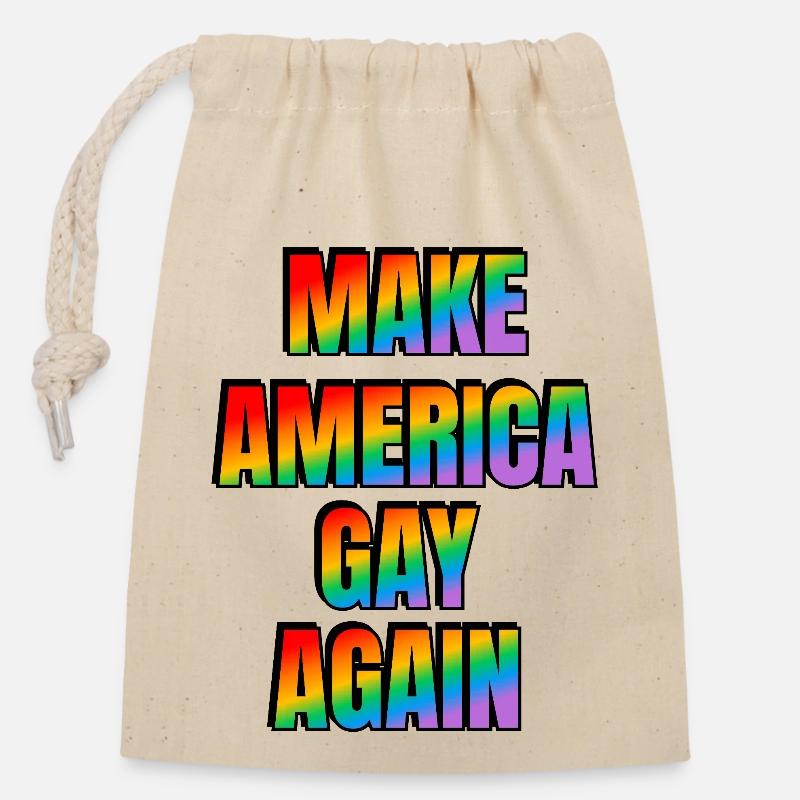 Make America GAY Again - Verschließbarer Geschenkbeutel aus Baumwolle (14x20cm) - Natur