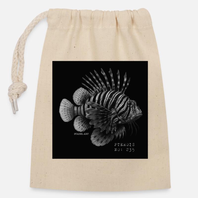Poisson-lion - Pterois - Sac cadeau en coton avec cordon (14 x 20 cm) - nature