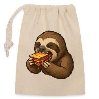 Sloth Lasagna Food Enjoyment Lazy - Closable cotton gift bag (14x20cm) - nature - Front