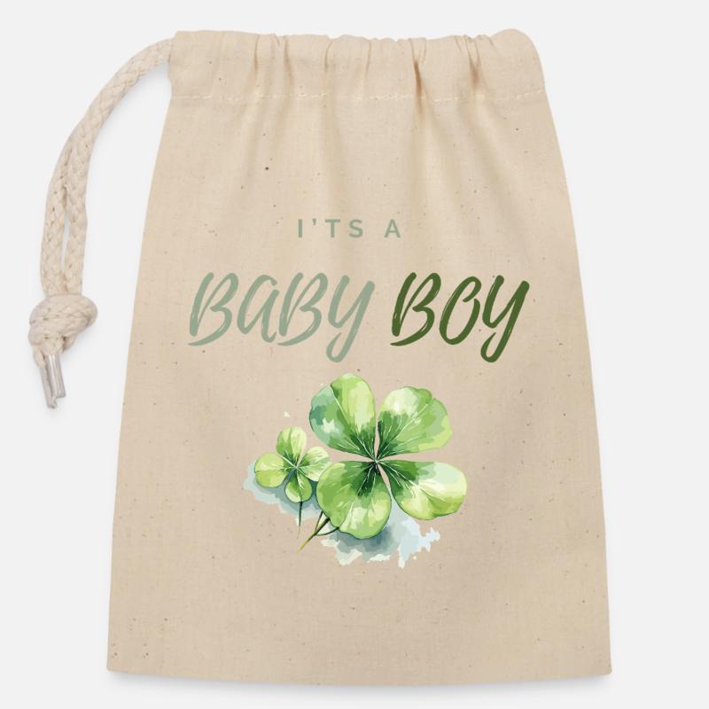 Bébé - Sac cadeau en coton avec cordon (14 x 20 cm) - nature