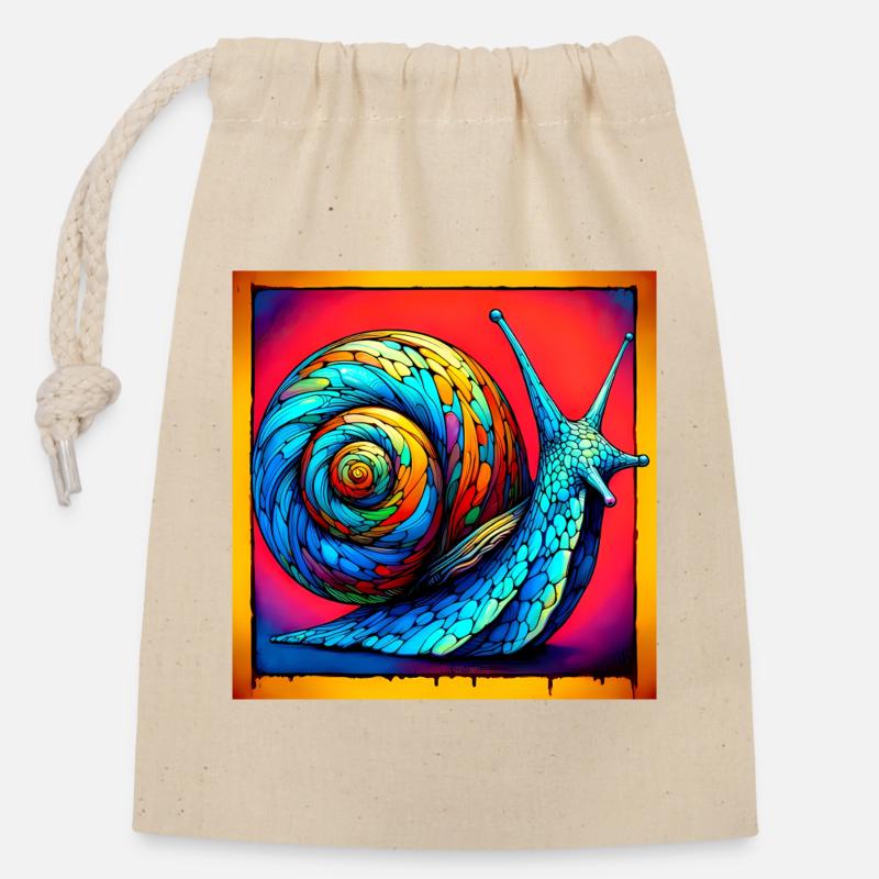 Schnecke - Verschließbarer Geschenkbeutel aus Baumwolle (14x20cm) - Natur