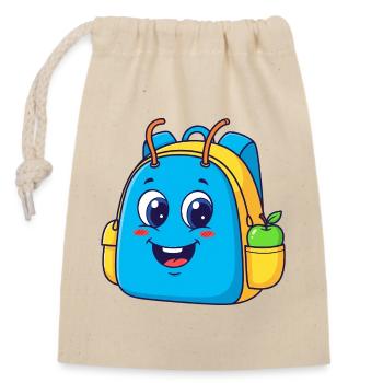 Cheerful backpack with apple motif - Closable cotton gift bag (14x20cm) - nature - Front