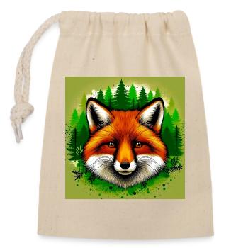 fox - Closable cotton gift bag (14x20cm) - nature - Front