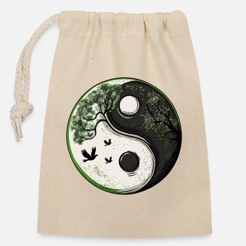 Yin and Yang Nature Version :) - Verschließbarer Geschenkbeutel aus Baumwolle (14x20cm) - Natur