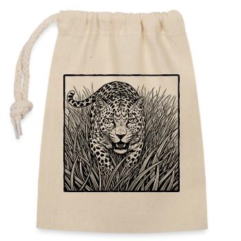 Leopard in the grass - Closable cotton gift bag (14x20cm) - nature - Front