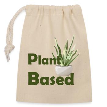 Plant Based: Grünes Design illustrierter Pflanze - Verschließbarer Geschenkbeutel aus Baumwolle (14x20cm) - Natur - Vorne