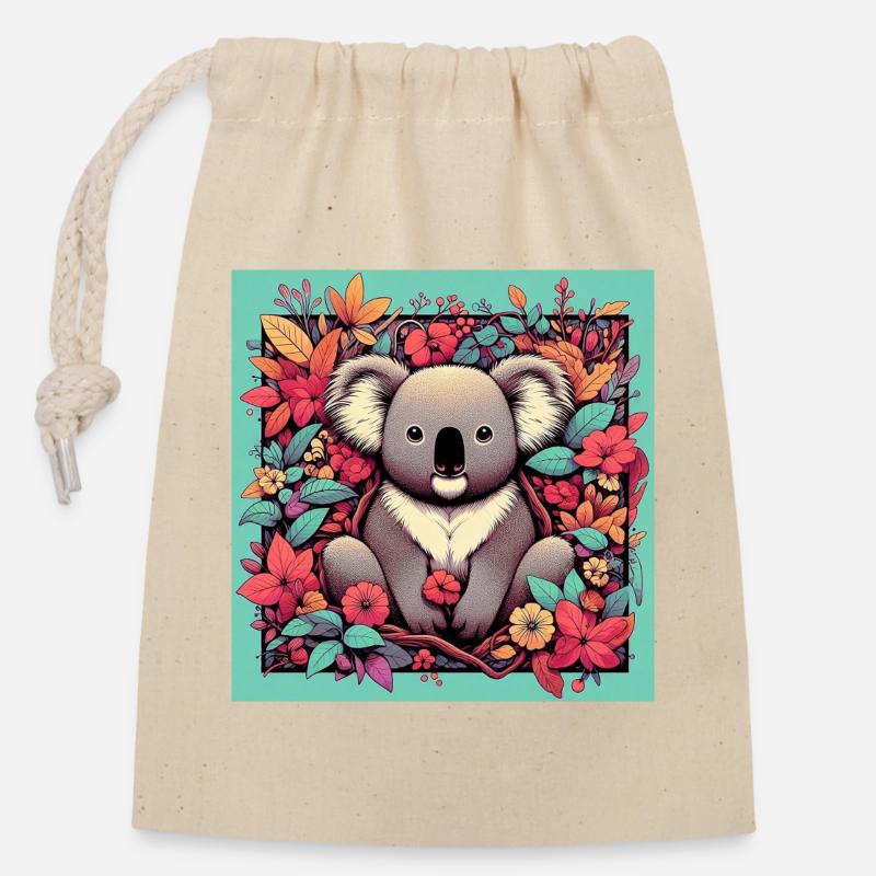 Koala - Closable cotton gift bag (14x20cm) - nature