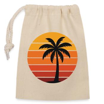 Palmier au Soleil Retro - Sac cadeau en coton avec cordon (14 x 20 cm) - nature - Devant