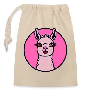 Pink Lama - Closable cotton gift bag (14x20cm) - nature - Front