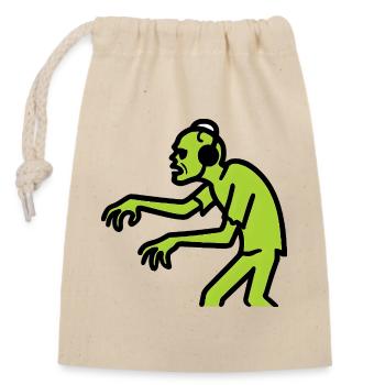Zombie DJ Néon Vert - Sac cadeau en coton avec cordon (14 x 20 cm) - nature - Devant