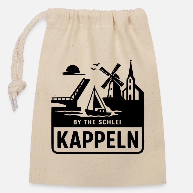Kappeln Schlei SH Schleswig Holstein Silhouette - Verschließbarer Geschenkbeutel aus Baumwolle (14x20cm) - Natur