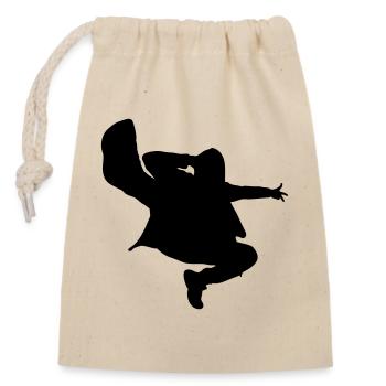 B-Boy Silhouette – Breakdance Jump Kick - Verschließbarer Geschenkbeutel aus Baumwolle (14x20cm) - Natur - Vorne