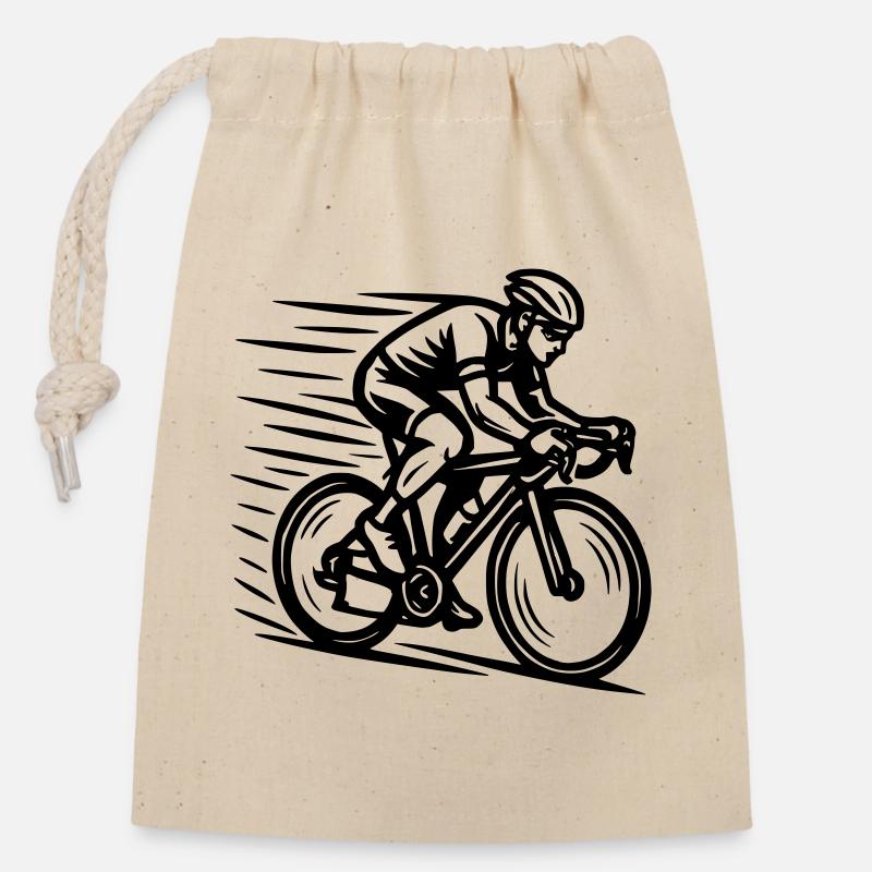 Rennrad - Verschließbarer Geschenkbeutel aus Baumwolle (14x20cm) - Natur