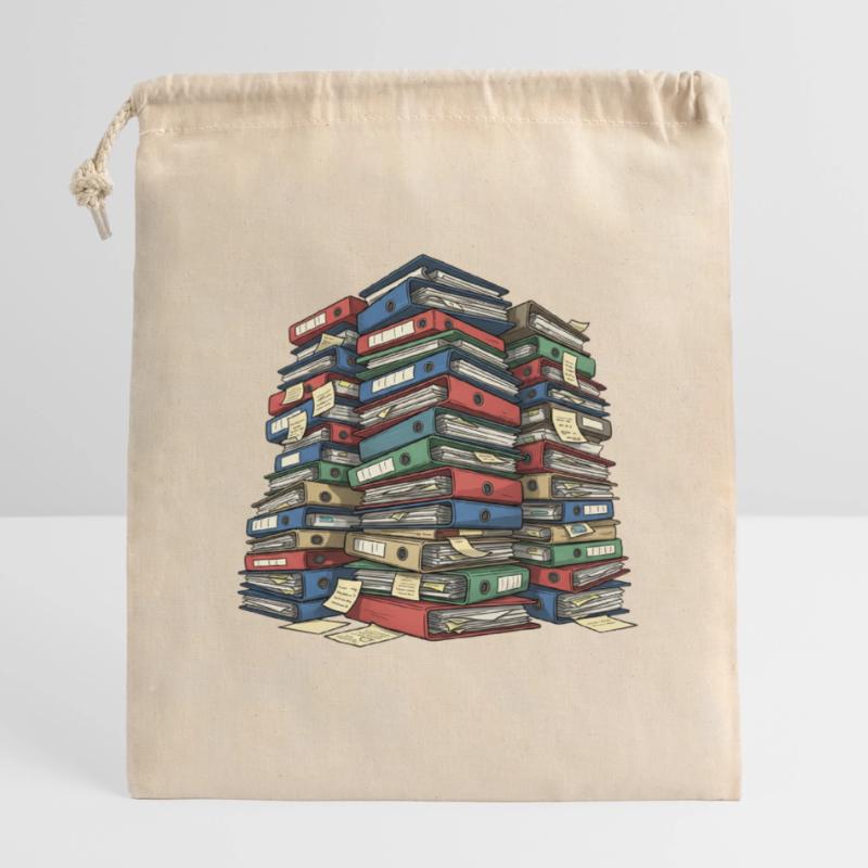 Folder Stack Office Chaos Closable cotton gift bag (14x20cm)