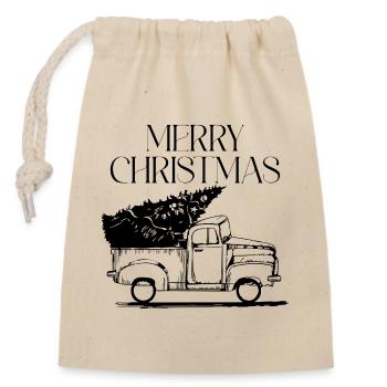 Car with christmas tree - modern christmas design - Verschließbarer Geschenkbeutel aus Baumwolle (14x20cm) - Natur - Vorne