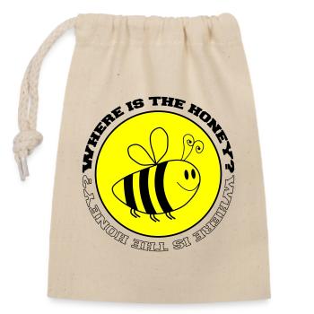 Abeille Où est le miel ? - Sac cadeau en coton avec cordon (14 x 20 cm) - nature - Devant