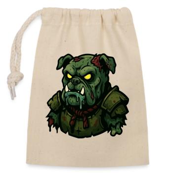 Untoter Bulldoggen-Krieger - Verschließbarer Geschenkbeutel aus Baumwolle (14x20cm) - Natur - Vorne