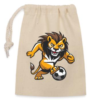 Lion Soccer Dessin animé - Sac cadeau en coton avec cordon (14 x 20 cm) - nature - Devant