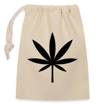 Cannabis / Marihuana / Hanfblatt (Black) - Verschließbarer Geschenkbeutel aus Baumwolle (14x20cm) - Natur - Vorne