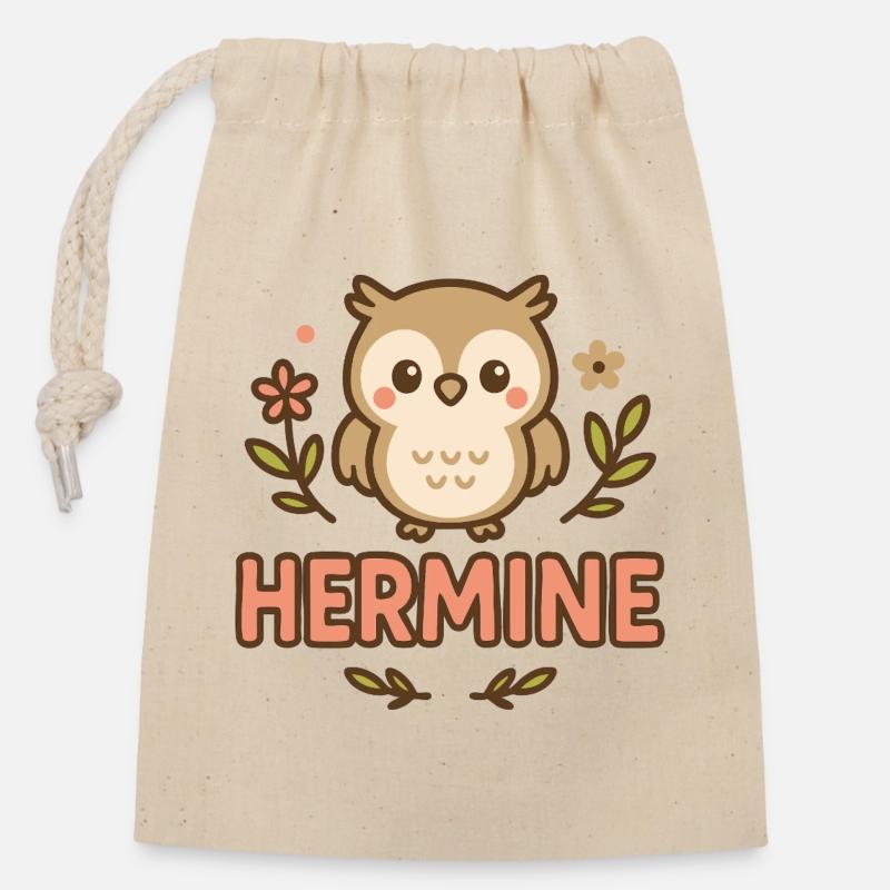 Hermione - Sac cadeau en coton avec cordon (14 x 20 cm) - nature