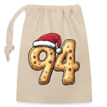 94 Number Cookie Christmas - Closable cotton gift bag (14x20cm) - nature - Front