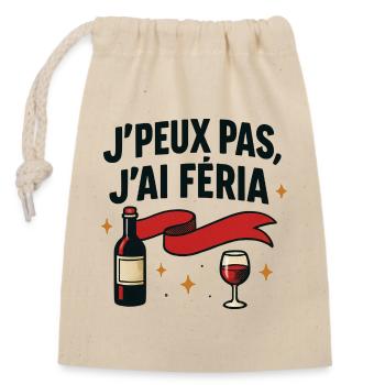 J'peux pas j'ai féria  - Sac cadeau en coton avec cordon (14 x 20 cm) - nature - Devant