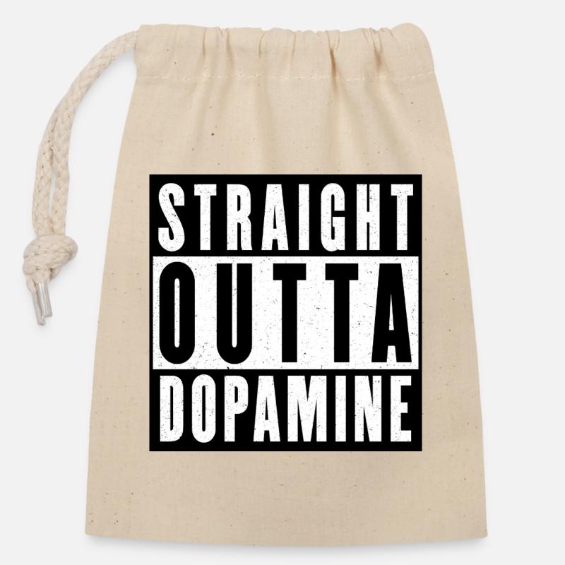 Typographie en gras de Dopamine Boost - Sac cadeau en coton avec cordon (14 x 20 cm) - nature