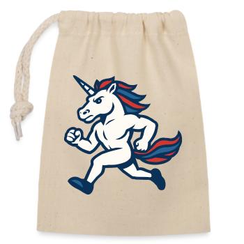Fast Running Unicorn Athletic Power Mascot - Closable cotton gift bag (14x20cm) - nature - Front
