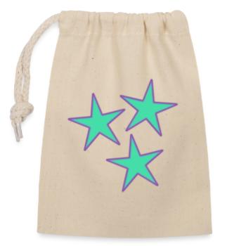 STAR. VALENTINE'S DAY. HEART. I LOVE YOU. I LOVE - Closable cotton gift bag (14x20cm) - nature - Front