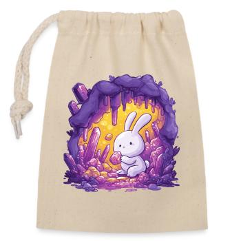 Le lapin dans la grotte de cristal - Sac cadeau en coton avec cordon (14 x 20 cm) - nature - Devant