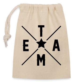 Team - Closable cotton gift bag (14x20cm) - nature - Front