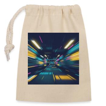 Neon-Tunnel U-Bahn Berlin  - Verschließbarer Geschenkbeutel aus Baumwolle (14x20cm) - Natur - Vorne