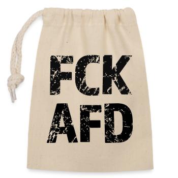 FCK AFD Bold Text Graphic - Verschließbarer Geschenkbeutel aus Baumwolle (14x20cm) - Natur - Vorne