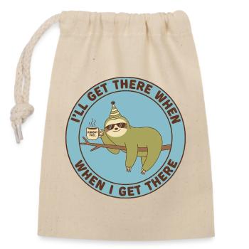 Sloth Monday Fuel Casual - Closable cotton gift bag (14x20cm) - nature - Front
