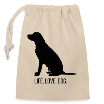 Hund Life Love Dog Labrador   - Verschließbarer Geschenkbeutel aus Baumwolle (14x20cm) - Natur - Vorne