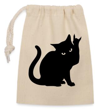 Schwarze Katze – Devil Horns Silhouette - Verschließbarer Geschenkbeutel aus Baumwolle (14x20cm) - Natur - Vorne