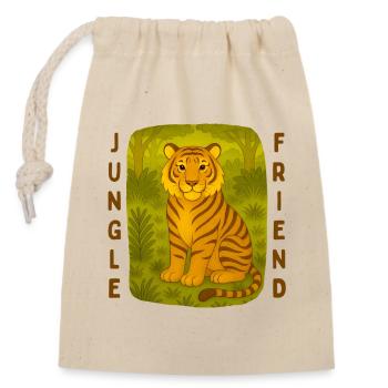 Tiger im Dschungel - Verschließbarer Geschenkbeutel aus Baumwolle (14x20cm) - Natur - Vorne