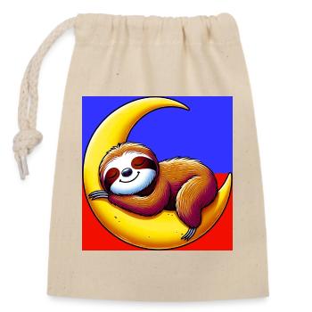 La paresse dort sur la Lune - Sac cadeau en coton avec cordon (14 x 20 cm) - nature - Devant